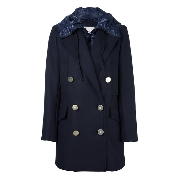 MONCLER Galatea Wool Pea Coat Puffer Vest & Hood - Picture 1 of 14